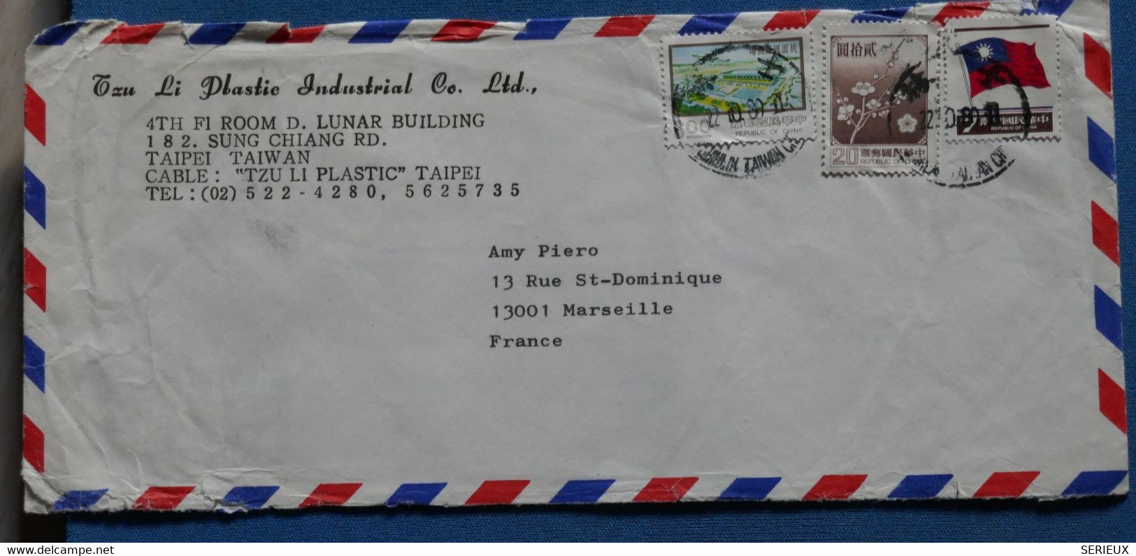 AQ19 TAIwAN CHINA   BELLE LETTRE AVION 1980 POUR MARSEILLE FRANCE +A VOIR   +AFFRANCH.IPLAISANT - Storia Postale