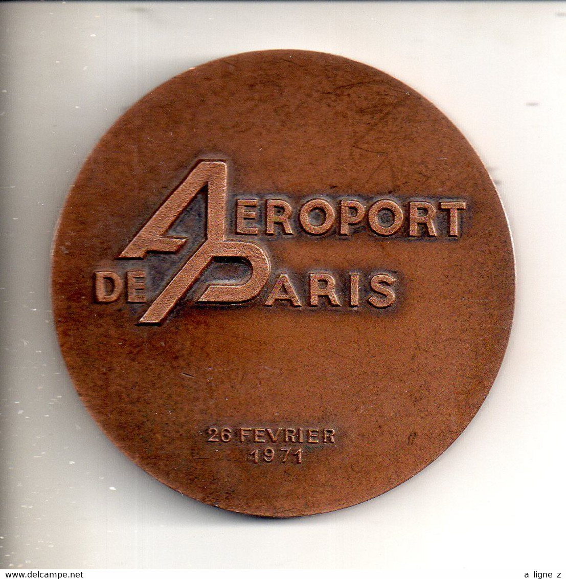 REF PC2 : Médaille Bronze 70 Mm Orly Ouest Aéroport De Paris 26 Février 1971 - 171.2 Gr - Professionnels / De Société