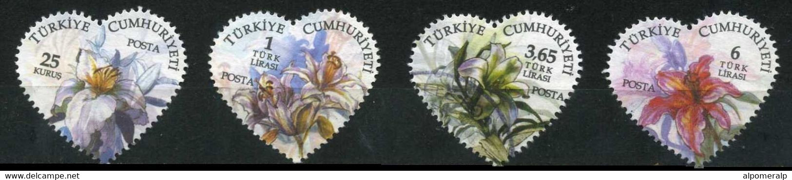 Türkiye 2011 Mi 3869-3872 Heart, Lily. Flower, Plant (Flora) - Used Stamps