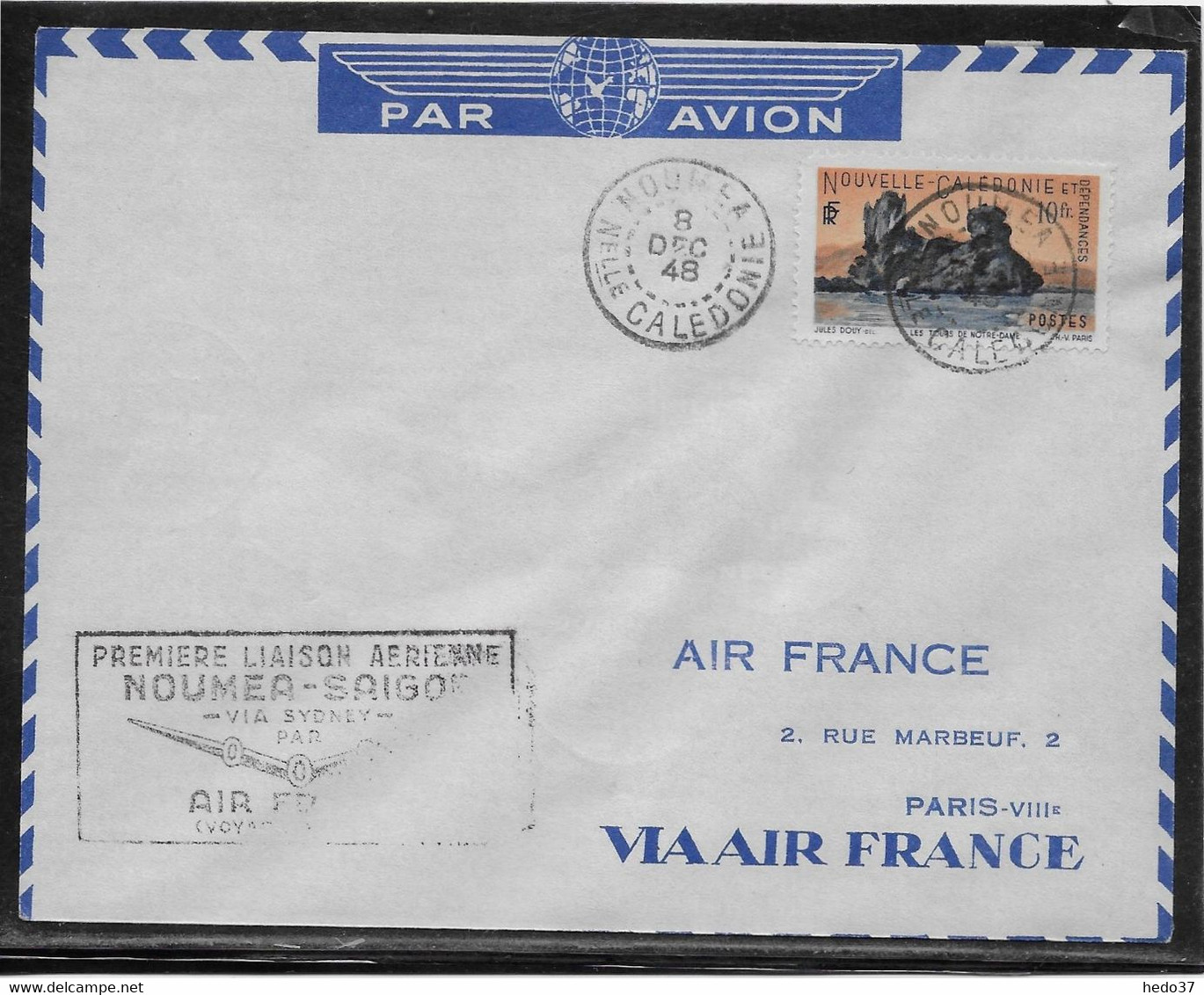 Nouvelle Calédonie - 1er Vols - Poste Aérienne - Lettre - TB - Storia Postale