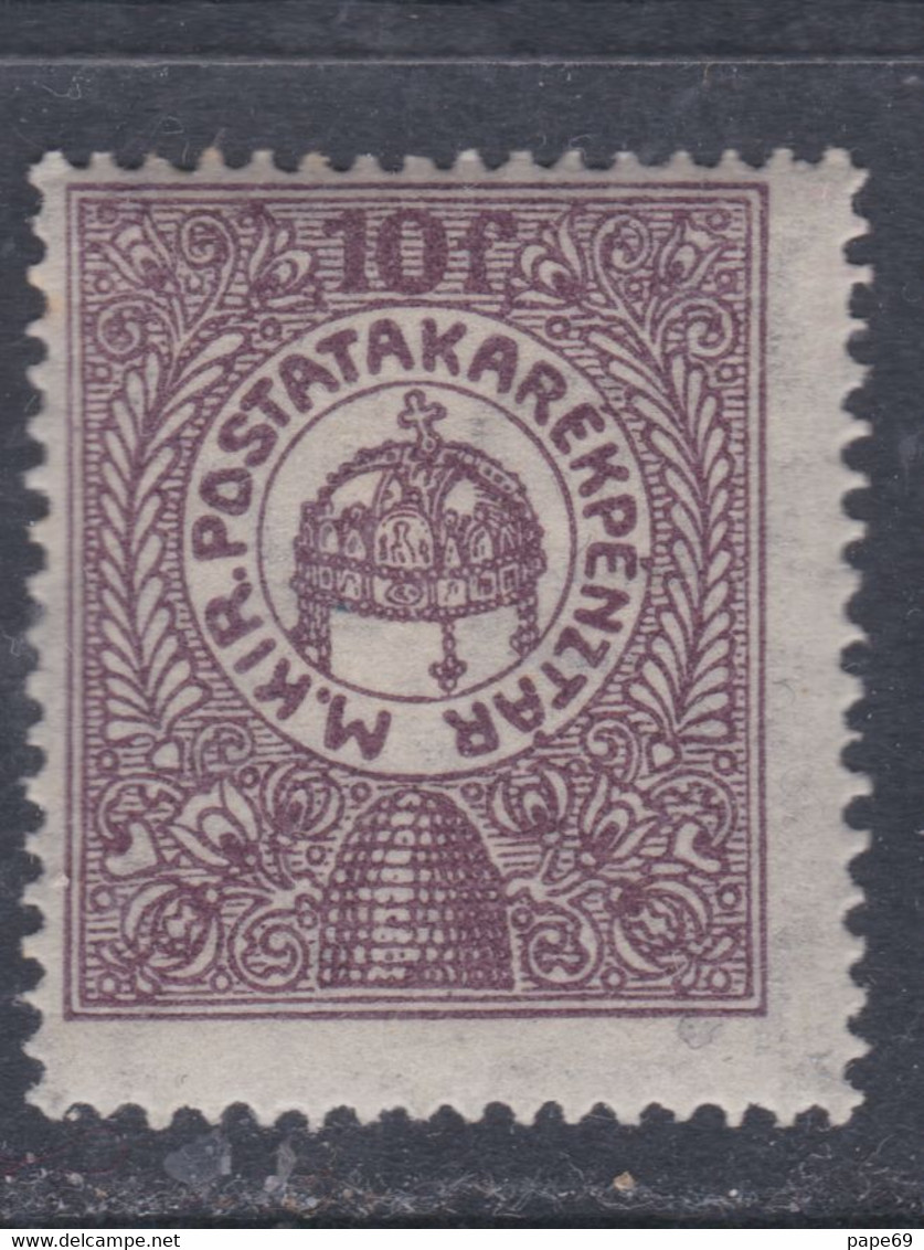 Hongrie Timbre De Caisse D'épargne Postale N° 1 X 10 Fi Violet-brun Trace De Charnière , TB - Telegraphenmarken