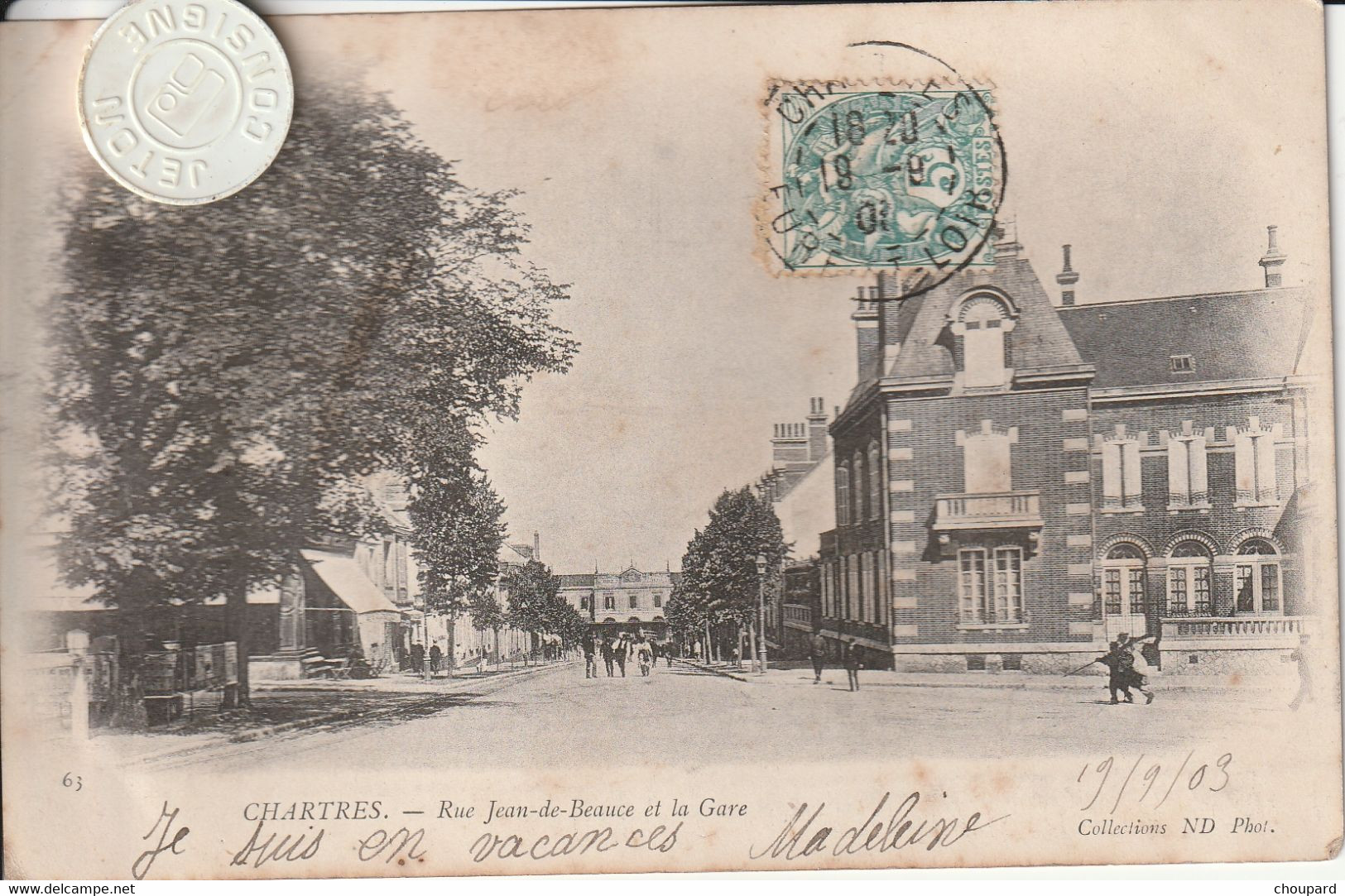 28 - Carte Postale Ancienne  De  CHARTRES  Rue Jean De Beauce Et La Gare ( Dos Simple ) - Chartres