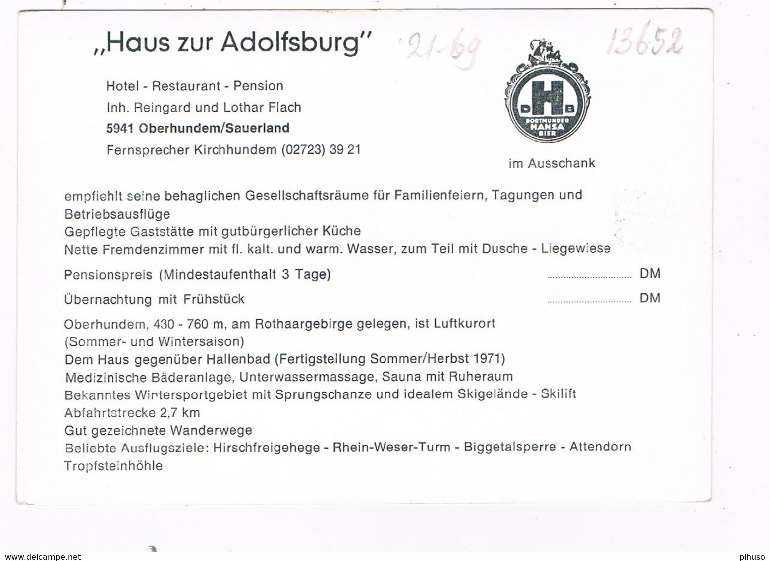 D-13652   OBERHUNDEM : Haus Zur Adolfsburg - Olpe