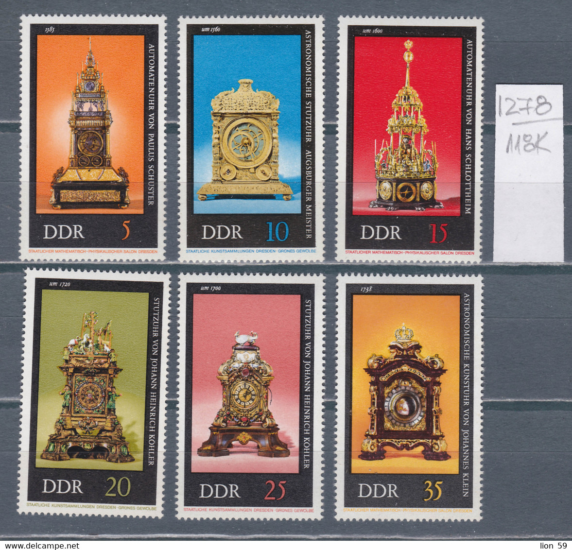 118K1278 / Germany DDR 1975 Michel Nr. 2055-2060 MNH (**) Old Clocks Alte Uhren , Deutschland Allemagne Germania - Horlogerie
