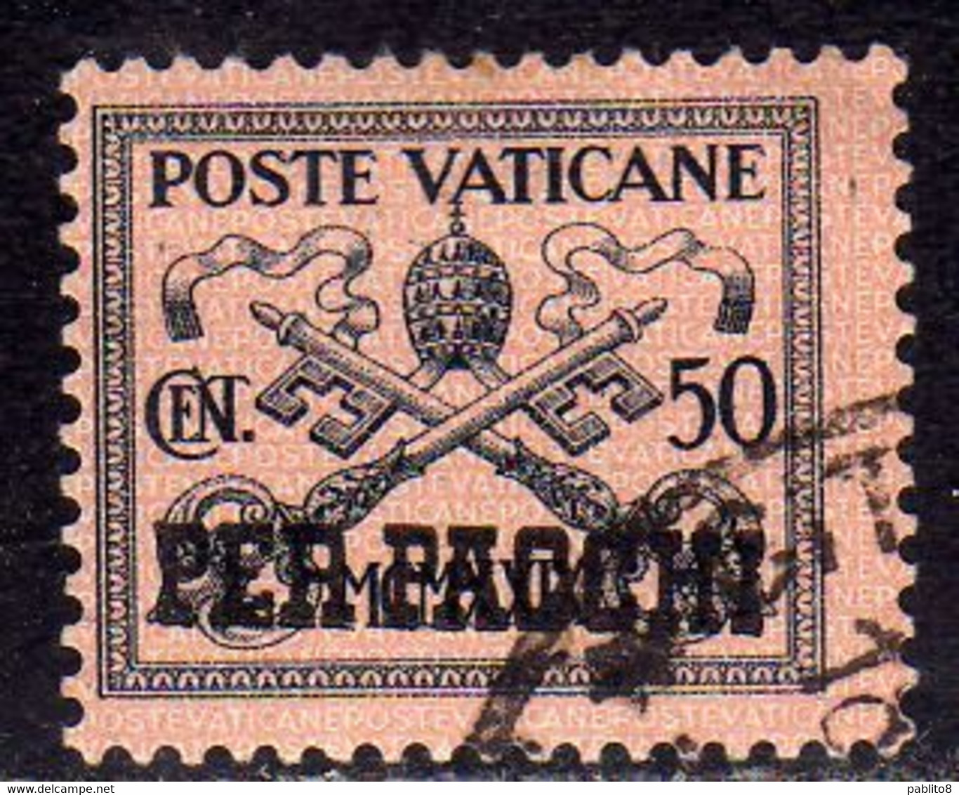 CITTÀ DEL VATICANO VATIKAN VATICAN CITY 1931 PACCHI POSTALI PARCEL POST CONCILIAZIONE SOPRASTAMPATO CENT. 50c USATO USED - Colis Postaux