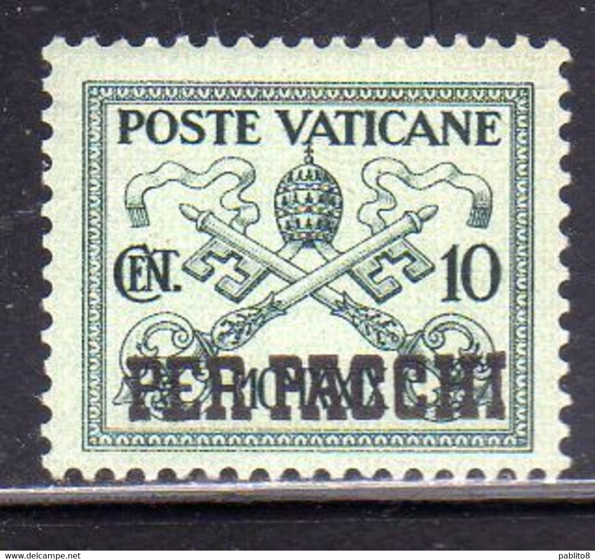 CITTÀ DEL VATICANO VATIKAN VATICAN CITY 1931 PACCHI POSTALI PARCEL POST CONCILIAZIONE SOPRASTAMPATO CENT. 10c MNH - Pacchi Postali