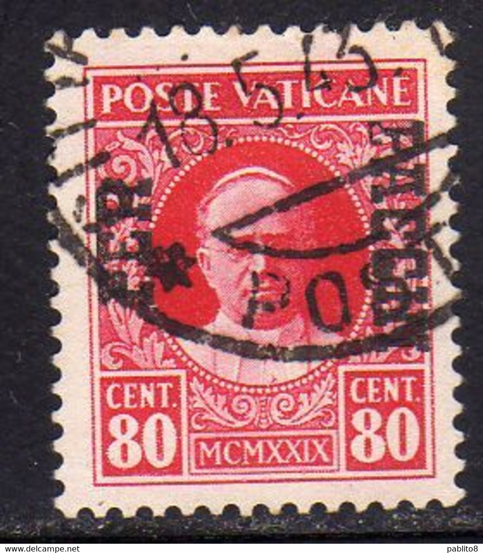 CITTÀ DEL VATICANO VATIKAN VATICAN CITY 1931 PACCHI POSTALI PARCEL POST CONCILIAZIONE SOPRASTAMPATO CENT. 80c USATO USED - Pacchi Postali