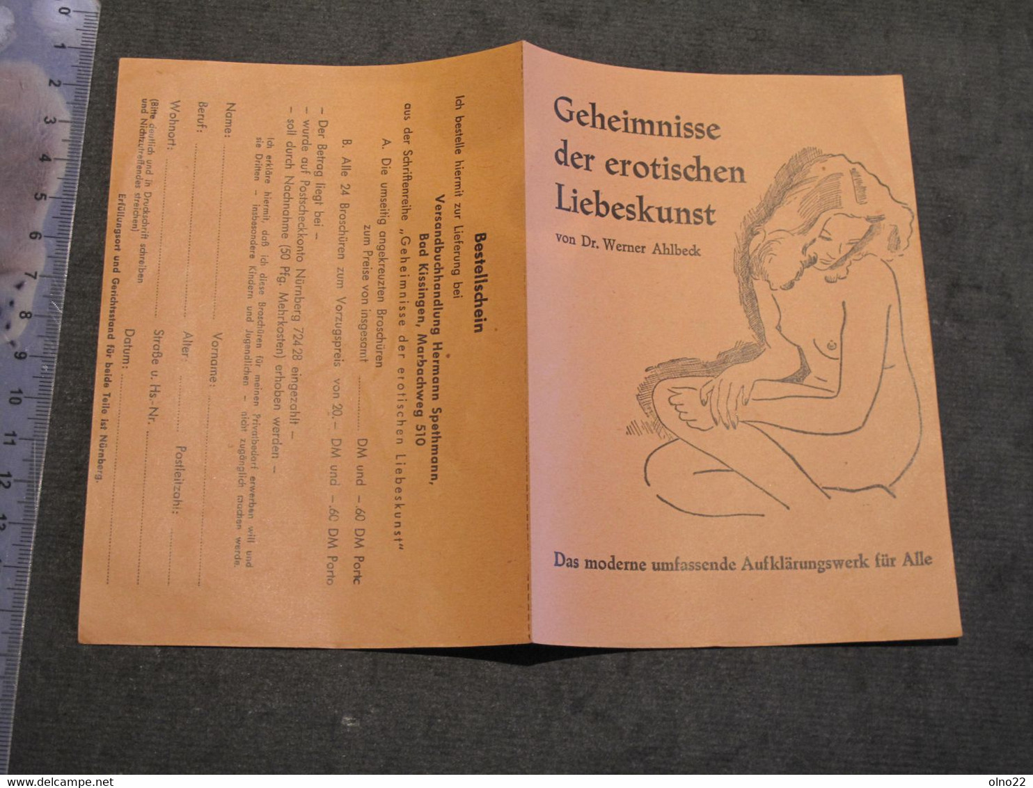 GEHEIMNISSE DER EROTISCHEN LIEBESKUNST VON Dr.WERNER AHLBECK - CIRCA ANNEES 50- DEPLIANT PUBLICITAIRE - Photography