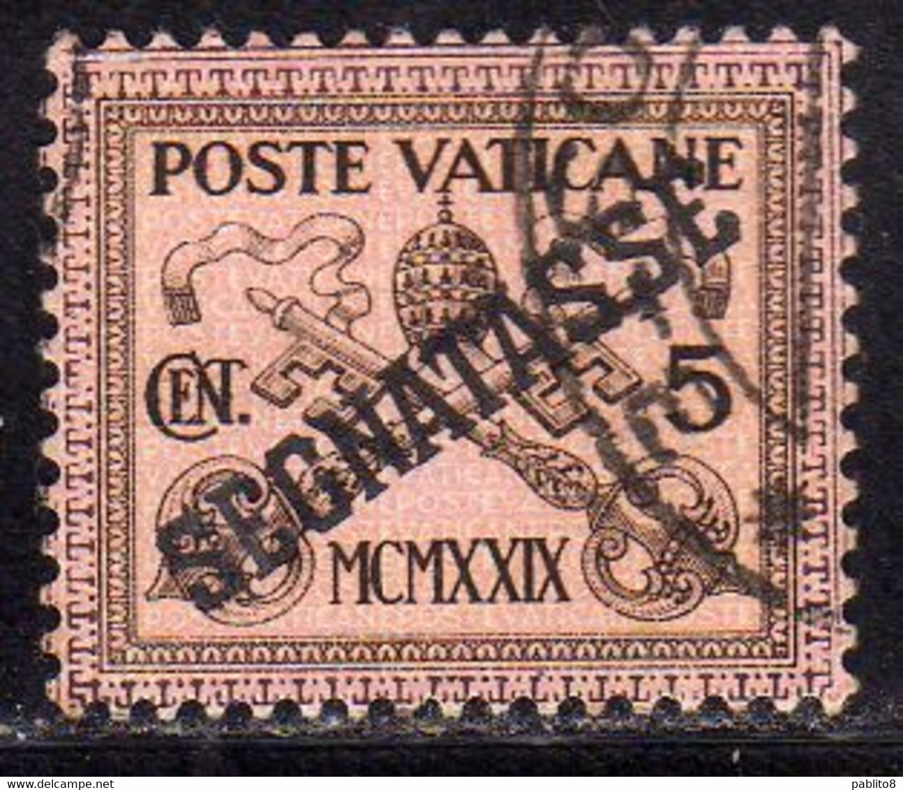 CITTÀ DEL VATICANO VATIKAN VATICAN CITY 1931 SEGNATASSE TAXES DUE TASSE CONCILIAZIONE SOPRASTAMPATO CENT. 5 USATO USED - Strafport