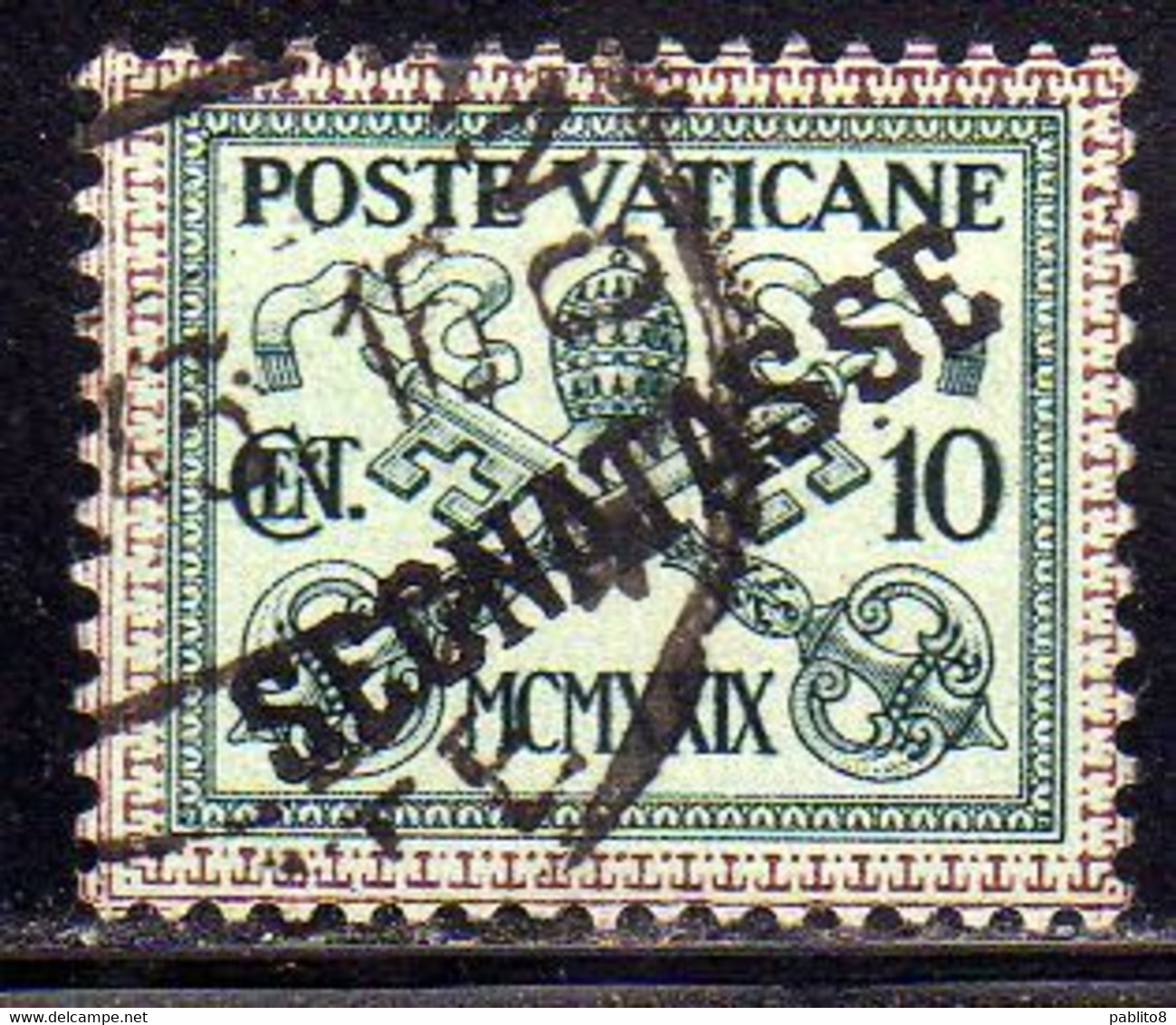 CITTÀ DEL VATICANO VATIKAN VATICAN CITY 1931 SEGNATASSE TAXES DUE TASSE CONCILIAZIONE SOPRASTAMPATO CENT. 10c USATO USED - Postage Due