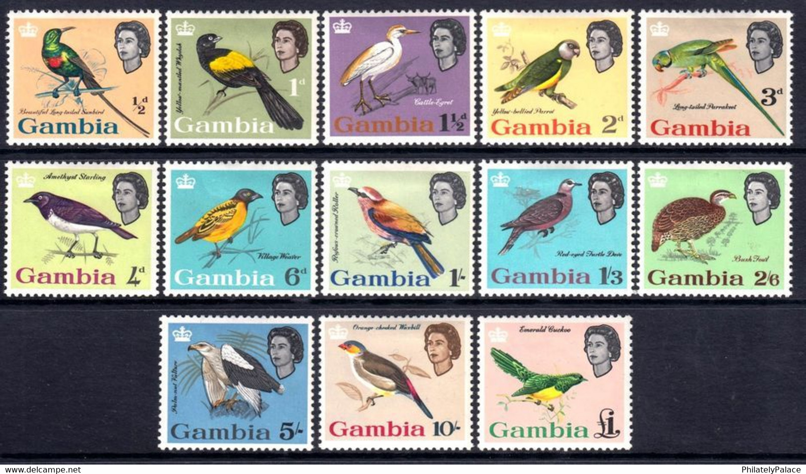 Gambia 1963 Birds Complete Mint MH Set SG 193-205 CV £85 (**) - Gambie (1965-...)