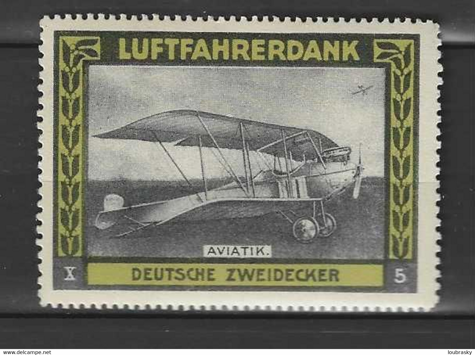 Vignette - Poster Stamp. Aviation Luftfahrerdank Série X N° 5 Vert - Erinnofilia