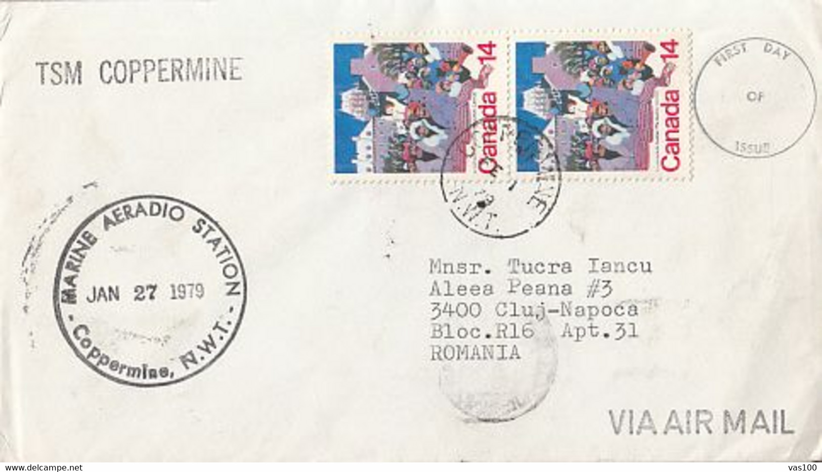 NORTH POLE, ARCTIC CIRCLE, KUGLUKTIK- COPPERMINE, SPECIAL POSTMARK ON COVER, OBLIT FDC, 1979, CANADA - Andere & Zonder Classificatie