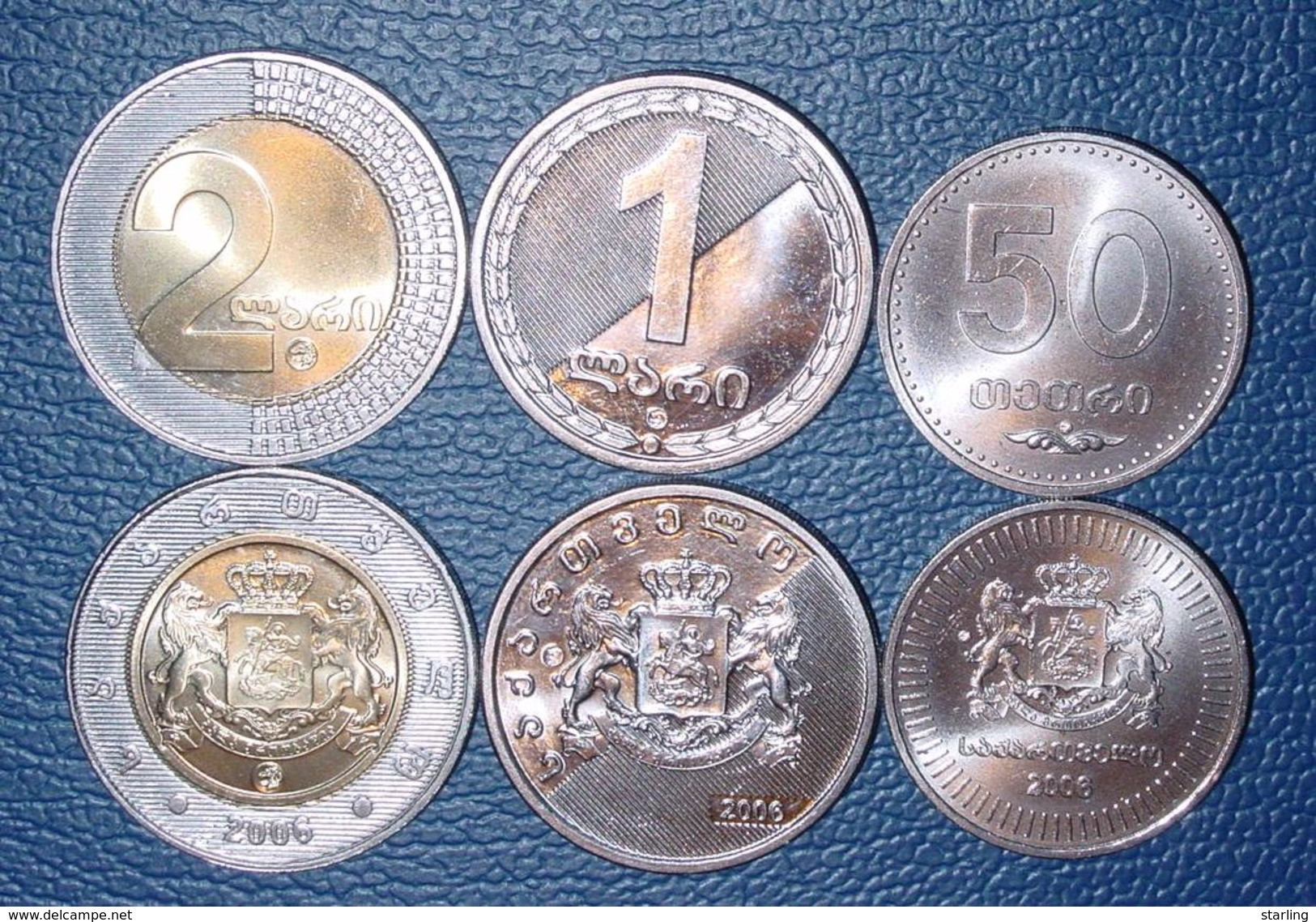 Georgia 2006 50 Tetri 1 & 2 Lari Coins UNC Km 89-90-91 - Géorgie