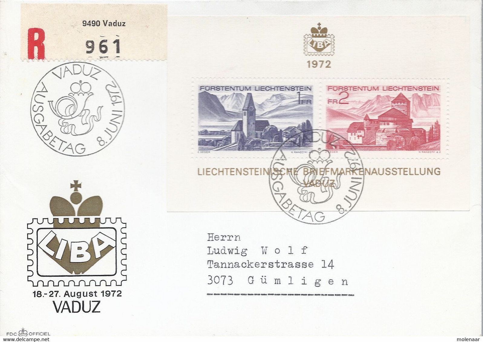 Liechtenstein Aangetekende Brief Met LIBA Block (4754) - Lettres & Documents