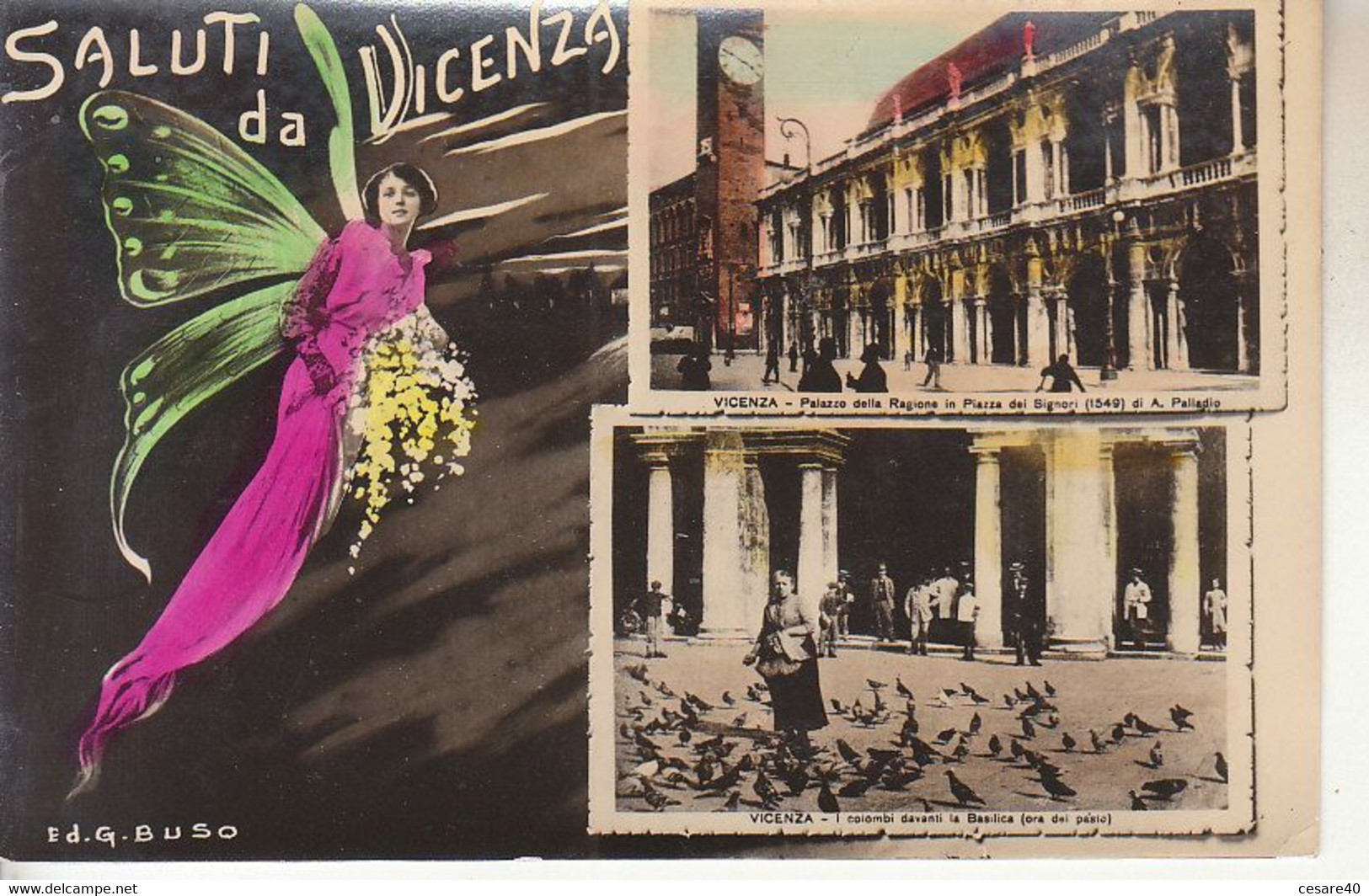 ITALIA - Saluti Da VICENZA - Donna Farfalla, Animata, Viag.1918 - 2021-04-16 - Other & Unclassified