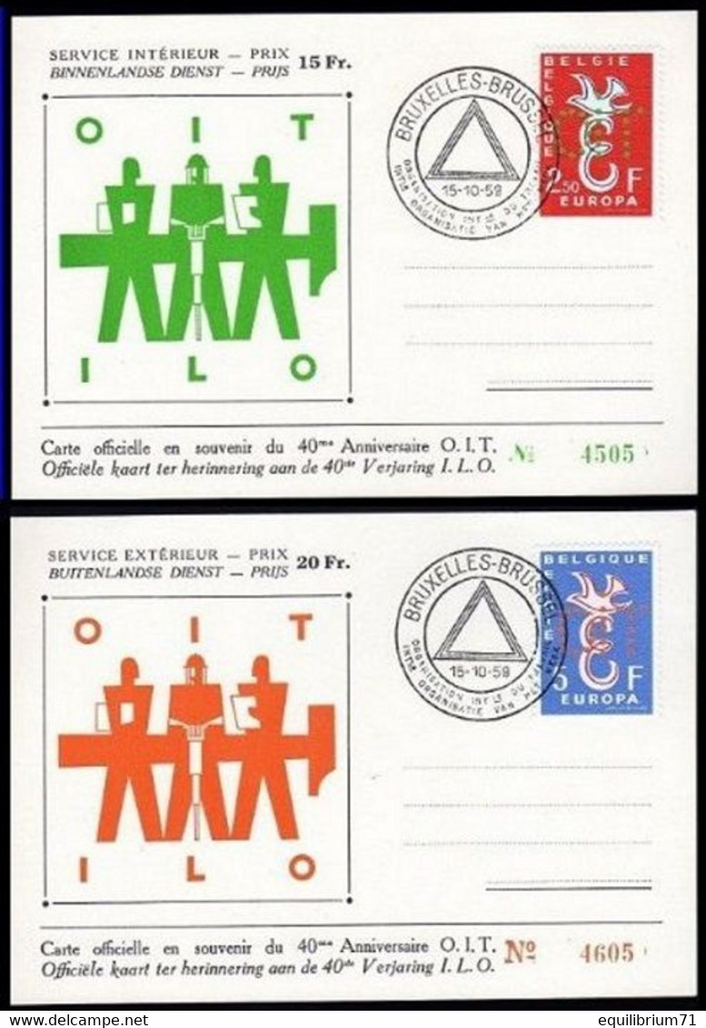 PR133/134° Timbres Europa Perforé OIT / Europazegels Geperforeerd Met OIT - Sur Cartes Souvenir / Op Herdenkingskaarten - OIT