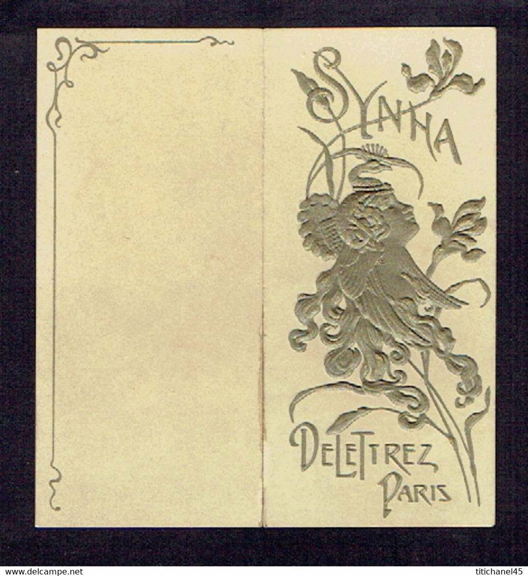 Carte Parfum SYNHA  ( Style ART NOUVEAU ) De DELETTREZ - Carte Double Gaufrée - Anciennes (jusque 1960)