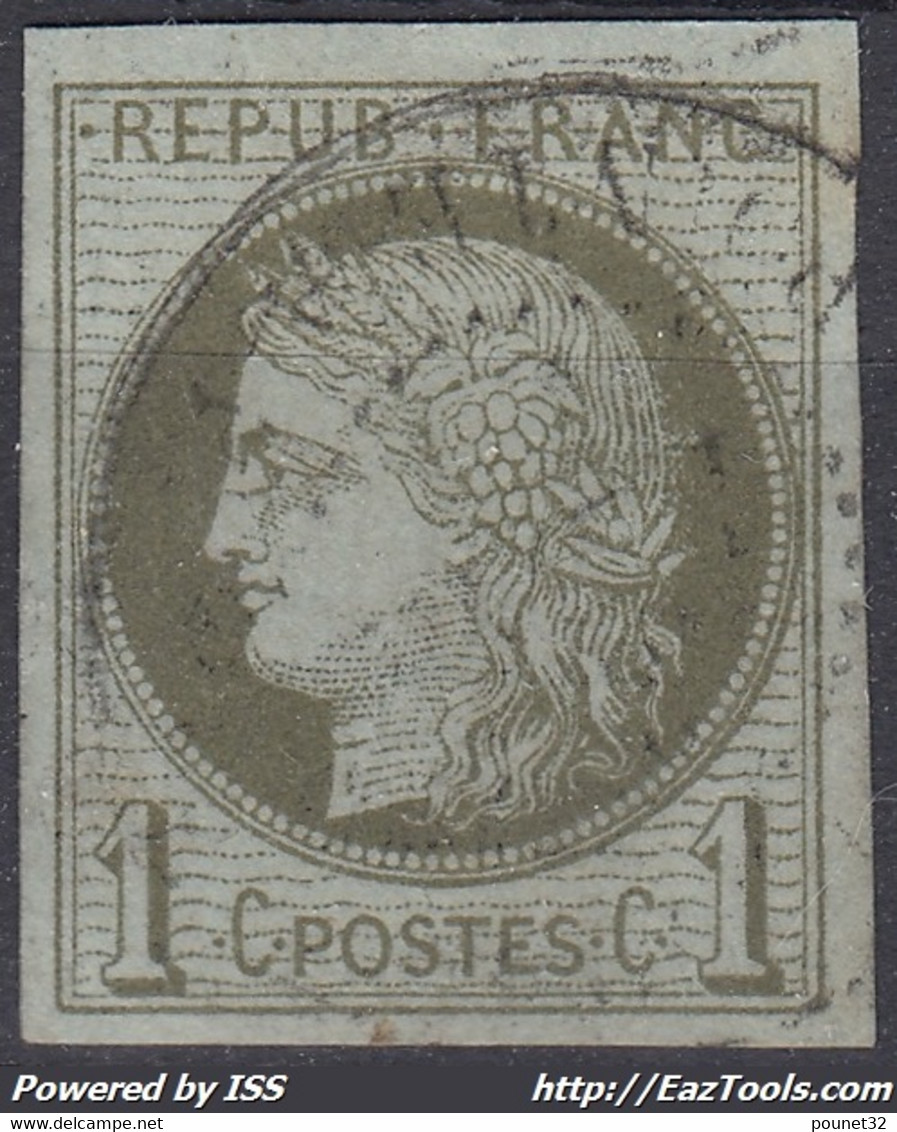 COLONIES GENERALES : CERES 1c N° 14 OBLITERATION CACHET A DATE TRES LEGER - Cérès