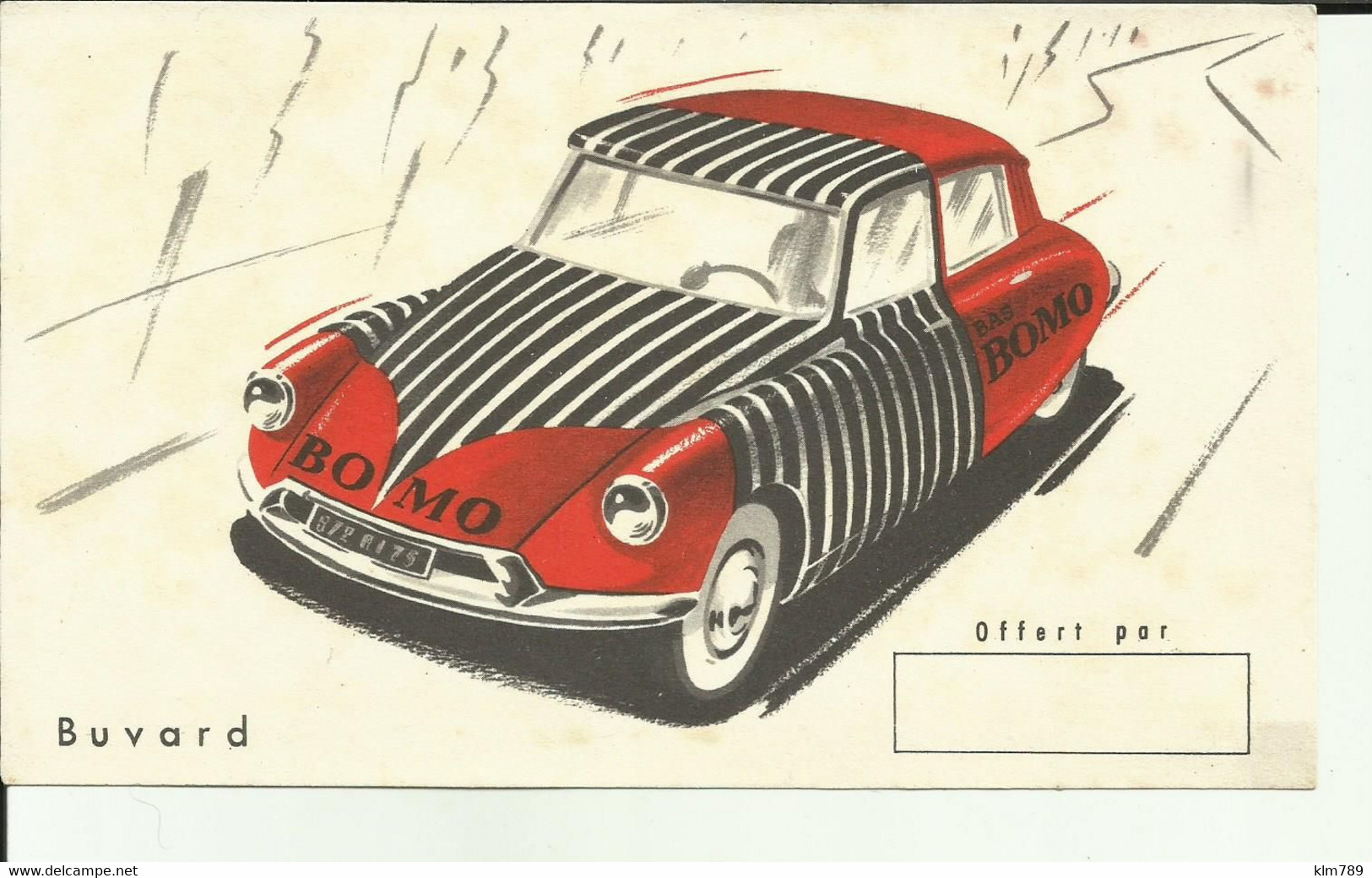 Buvard - Voiture Citroen DS19 - Publicitaire Pour Les Bas " BOMO " - - Transporte