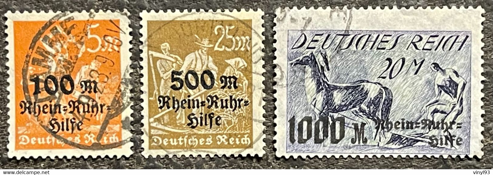 1923 - Deutsches Reich - Série Complète Des 3 Timbres Oblitérés MI N° 258 Au 260 Avec Surcharge - Usati