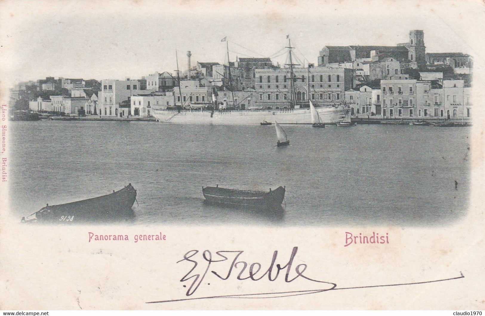 BRINDISI - CARTOLINA - PANORAMA GENERALE -VIAGGIATA PER LUZERN - SVIZZERA - FRANCOBOLLO ASPORTATO - Brindisi