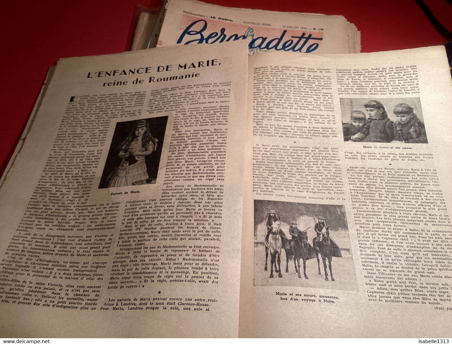 Bernadette Revue Hebdomadaire Illustrée Rare 1950 Numéro 154 La Vache De Berzonnek L’enfance De Marie Reine De Roumanie - Bernadette