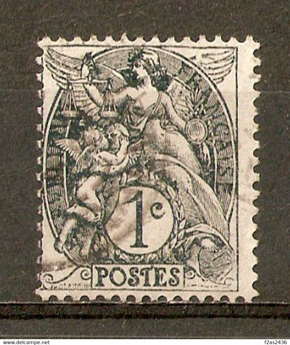 1900-24 - Type Blanc 1c.ardoise (IA) N°107g Variété Aile Droite Cassée - Gebraucht