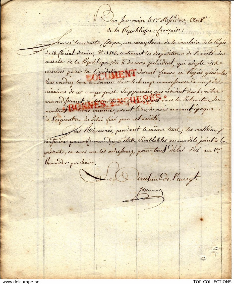 1800 FERMES ET REGIES ABOLITION LIQUIDATION REVOLUTION BAR SUR ORNAIN Bar Le Duc Meuse  + TEXTE MANUSCRIT TB.E.V.SCANS - Documents Historiques