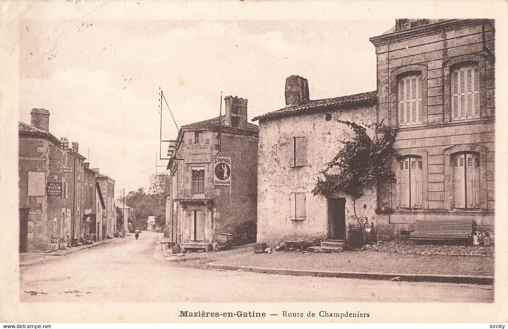 79 Mazieres En Gatine Route De Champdeniers Cpa Cachet Mazieres 1935 - Mazieres En Gatine