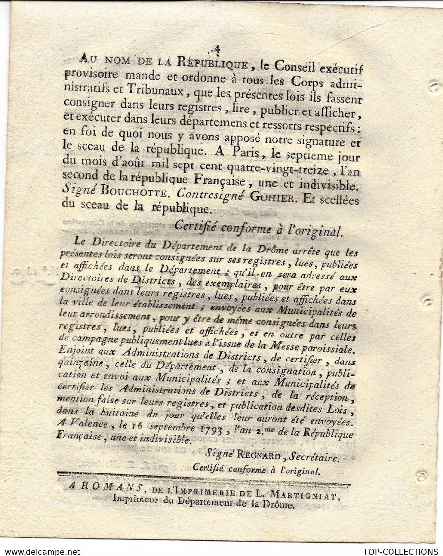 REVOLUTION 1793 3 DECRETS /PENSIONS DES VEUVES MILITAIRES/ TRAITEMENT DE RETRAITE /SOU DE HAUTE PAYE B.E. - Decretos & Leyes