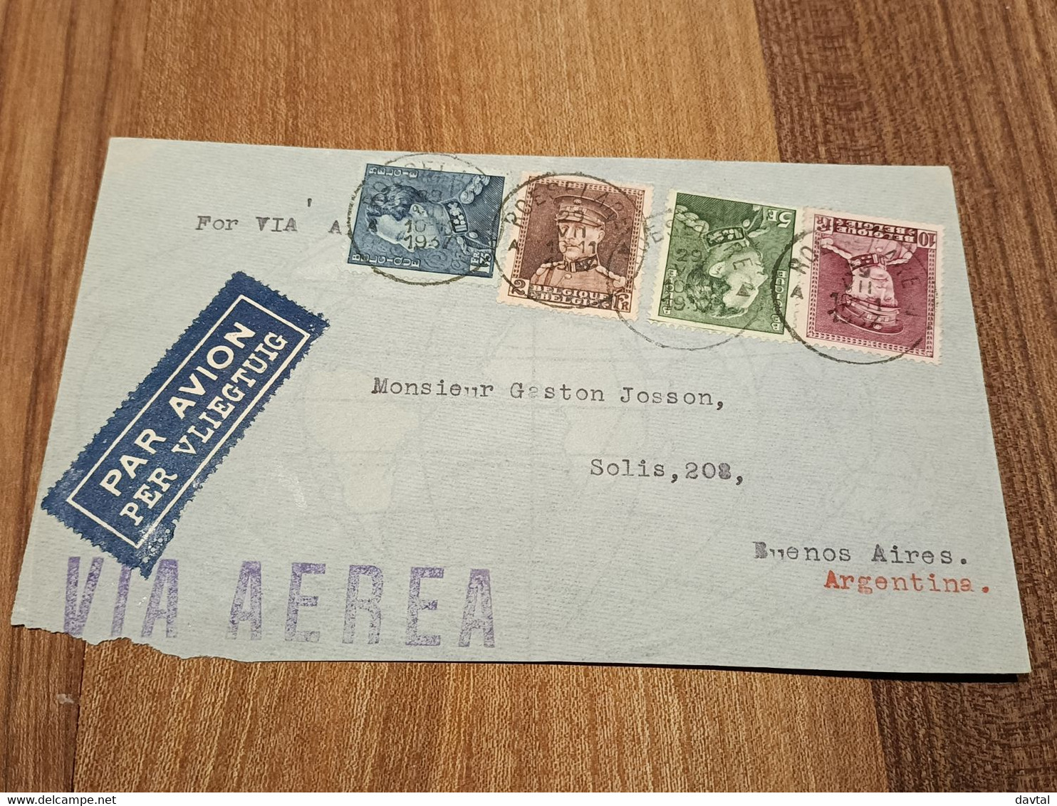 Brief Met N 324-430-321-433  -VIA AEREA- ROESELARE- BUENOS AIRES (Arg) - Letter Covers