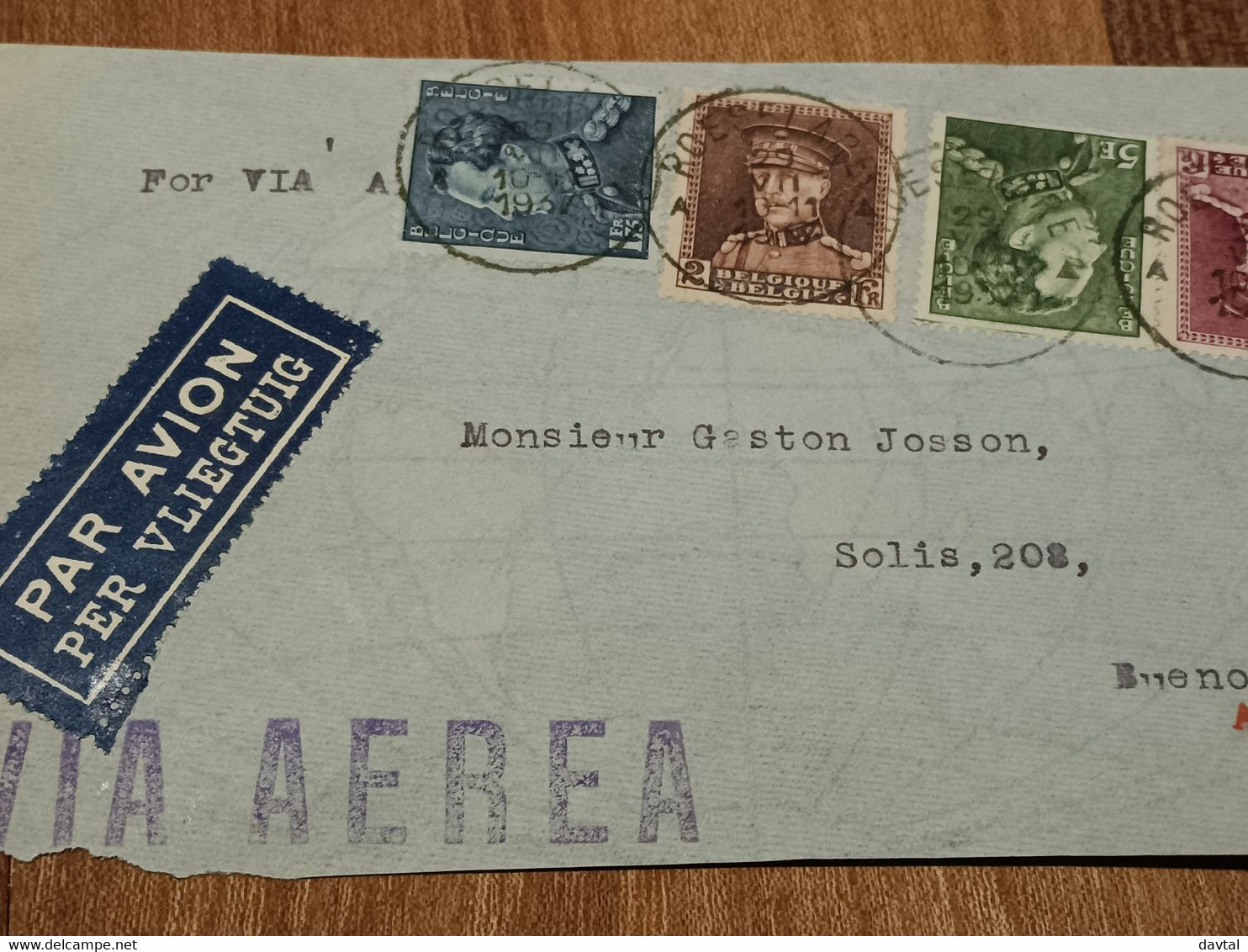 Brief Met N 324-430-321-433  -VIA AEREA- ROESELARE- BUENOS AIRES (Arg) - Enveloppes-lettres
