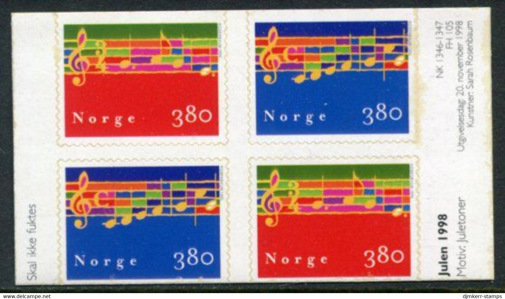 NORWAY 1998 Christmas Pairs In Block MNH / **.   Michel 1297-98 Do-Du - Unused Stamps