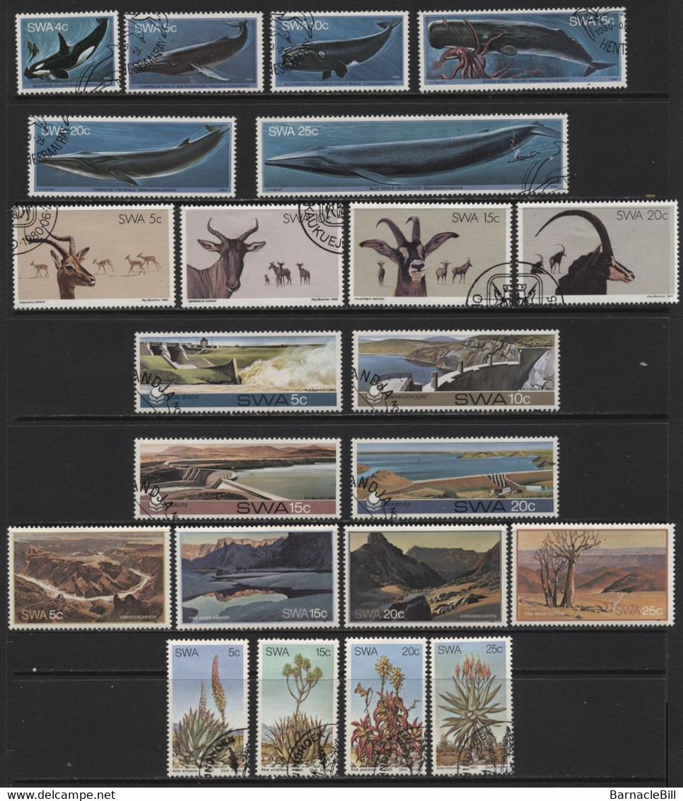 South West Africa (11) 1980 - 1984 72 Different Stamps & 1 Miniature Sheet. Several Sets. Mint & Used. Hinged, - Other & Unclassified