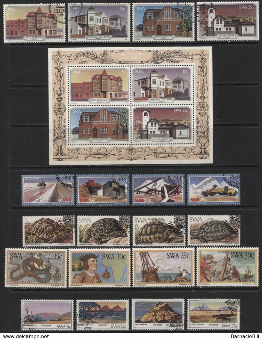 South West Africa (11) 1980 - 1984 72 Different Stamps & 1 Miniature Sheet. Several Sets. Mint & Used. Hinged, - Other & Unclassified