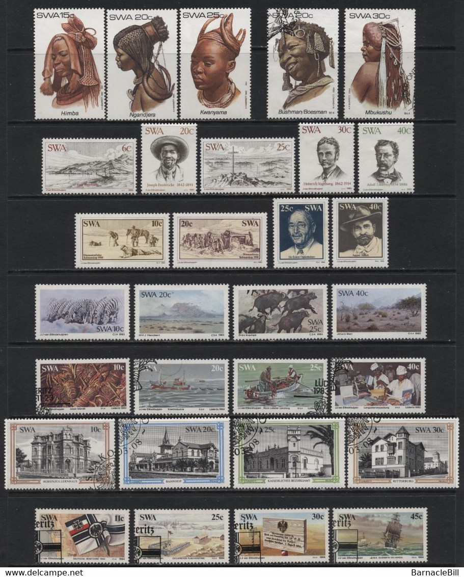 South West Africa (11) 1980 - 1984 72 Different Stamps & 1 Miniature Sheet. Several Sets. Mint & Used. Hinged, - Autres & Non Classés