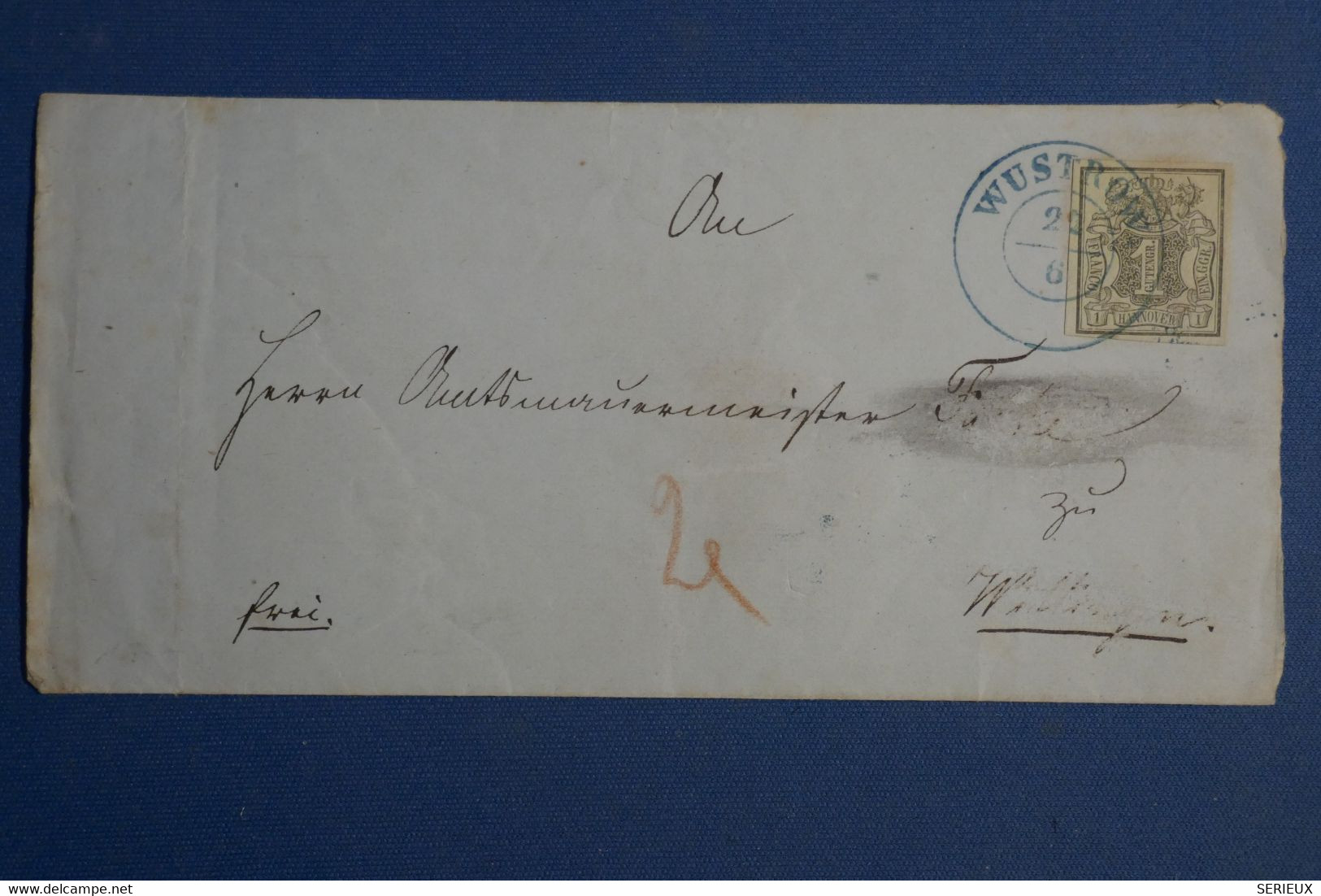 C  HANNOVER ALLEMAGNE BELLE LETTRE  1856 WUSTROW +1G + + CACHET CIRE ROUGE + + AFFRANCH. INTERESSANT - Hanover