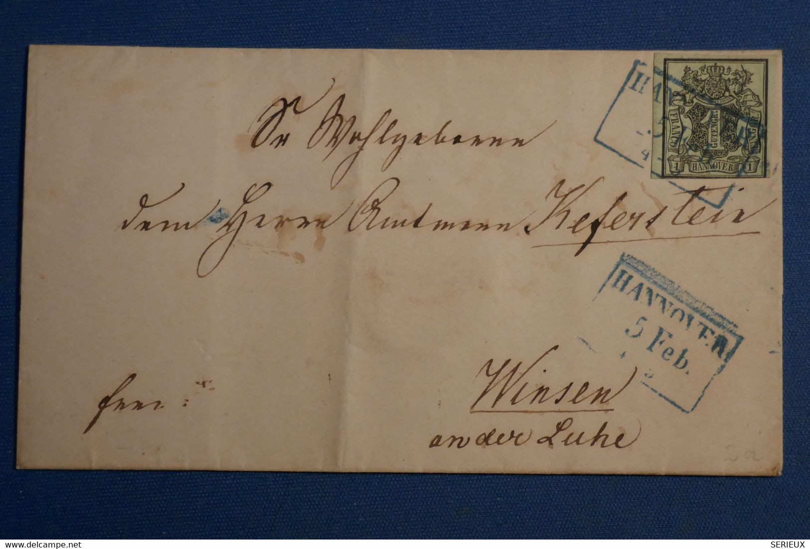 C  HANNOVER ALLEMAGNE BELLE LETTRE  1856 POUR WINSEN  +1G + + CACHET CIRE ROUGE + + AFFRANCH. INTERESSANT - Hanover