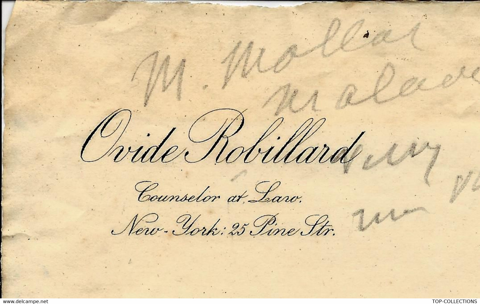 LETTRE  OVIDE ROBILLARD AVOCAT PARIS ET NEW YORK1903 à MR MOLLARD PROTOCOLE MINISTERE AFFAIRES ETRANGERES B.E.V.SCANS - Historische Documenten