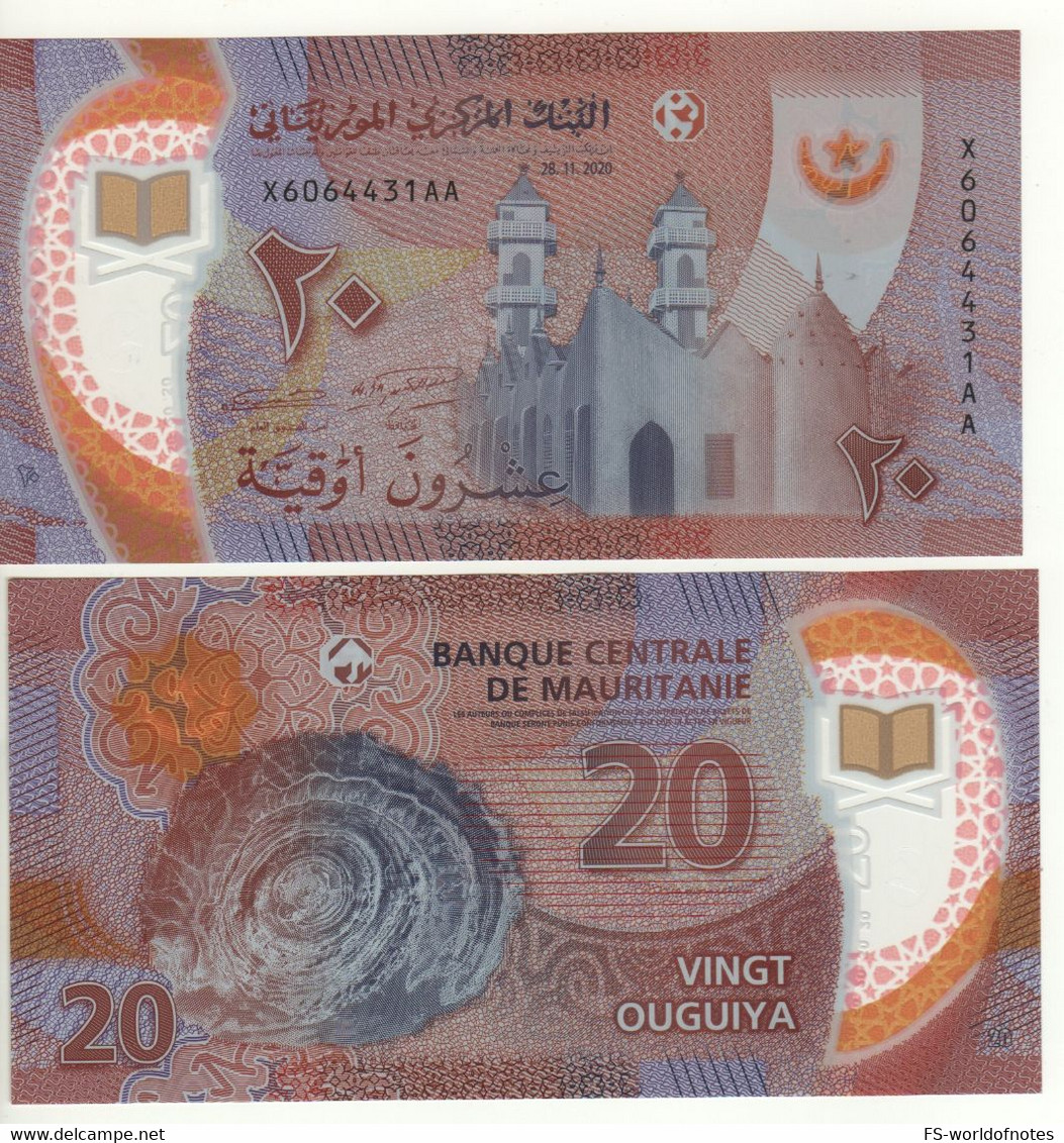 MAURITANIA  New  20 Ouguiys  POLIMER  (2020)   Dated 28.11.2020   UNC - Mauritanië