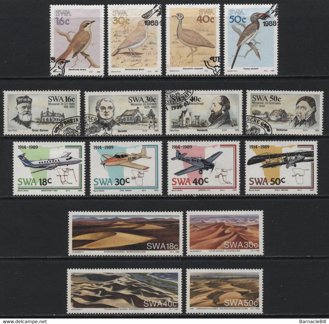 South West Africa (14) 1988 - 1990. 6 Different Sets. Mint & Used. Hinged, - Autres & Non Classés