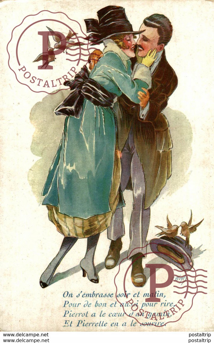 Wuyts Couple S' Emabrassant Pierrot Pierrette Fantaisie Trichromes Les Moineaux Parisiens   BONIN COLECCTION - Wuyts