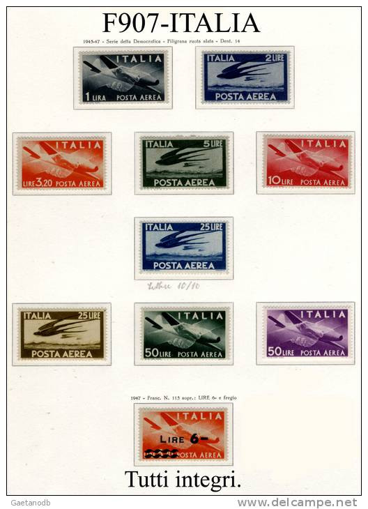 Italia-F00907 - 1945/1947 - Sassone: N. 126/135 (++) MNH - Privi Di Difetti Occulti. - Luftpost