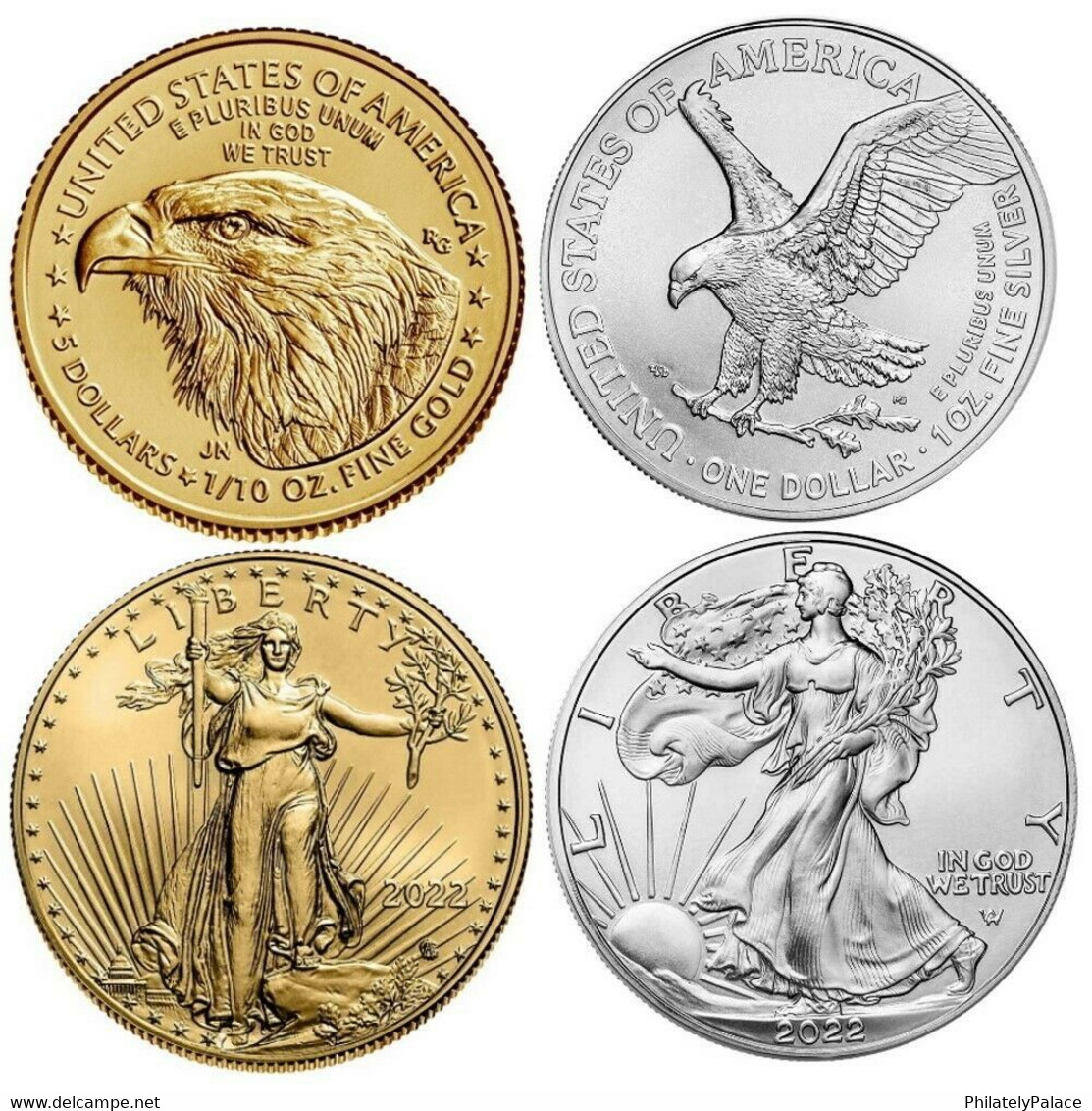 United States 2022 1/10 Oz. American Gold Eagle BU & 1 Oz American Silver Eagle BU USA New Set  (**) - Otros – América