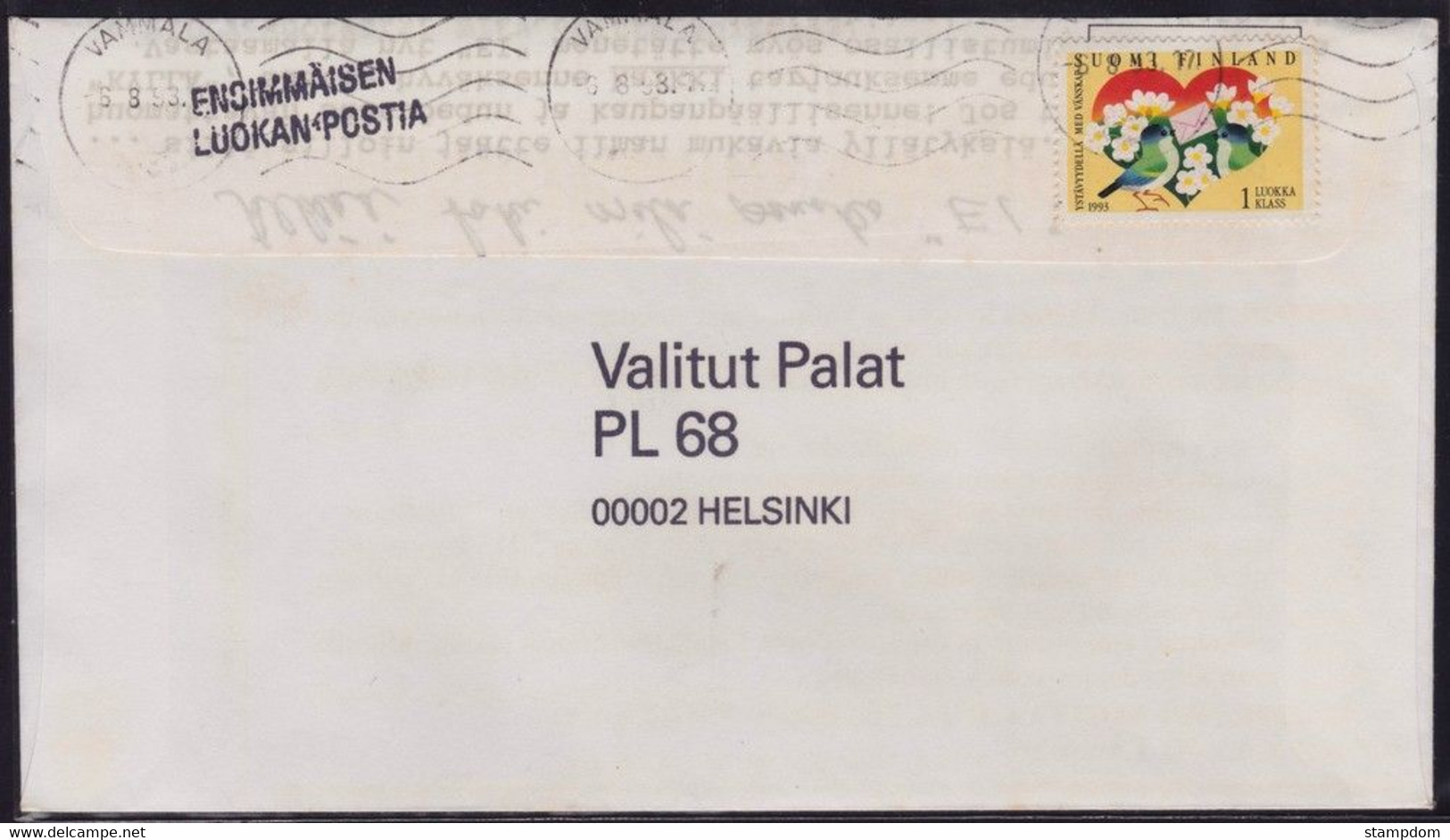 FINLAND 1993 Domestic COVER @D6415 - Brieven En Documenten