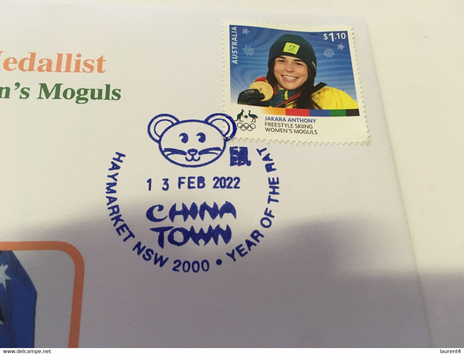 (1 G 36) Beijing 2022 Olympic Winter Games - Gold Medal To Australia - Jakara Antony (with Olympic Gold Stamp Blue Pm) - Hiver 2022 : Pékin