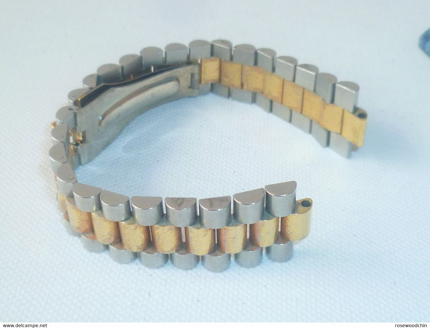 Vintage 2 Tones Gold / Stainless Steel Watch Band Bracelet Lug 9mm 20mm (#68) - Montres Gousset