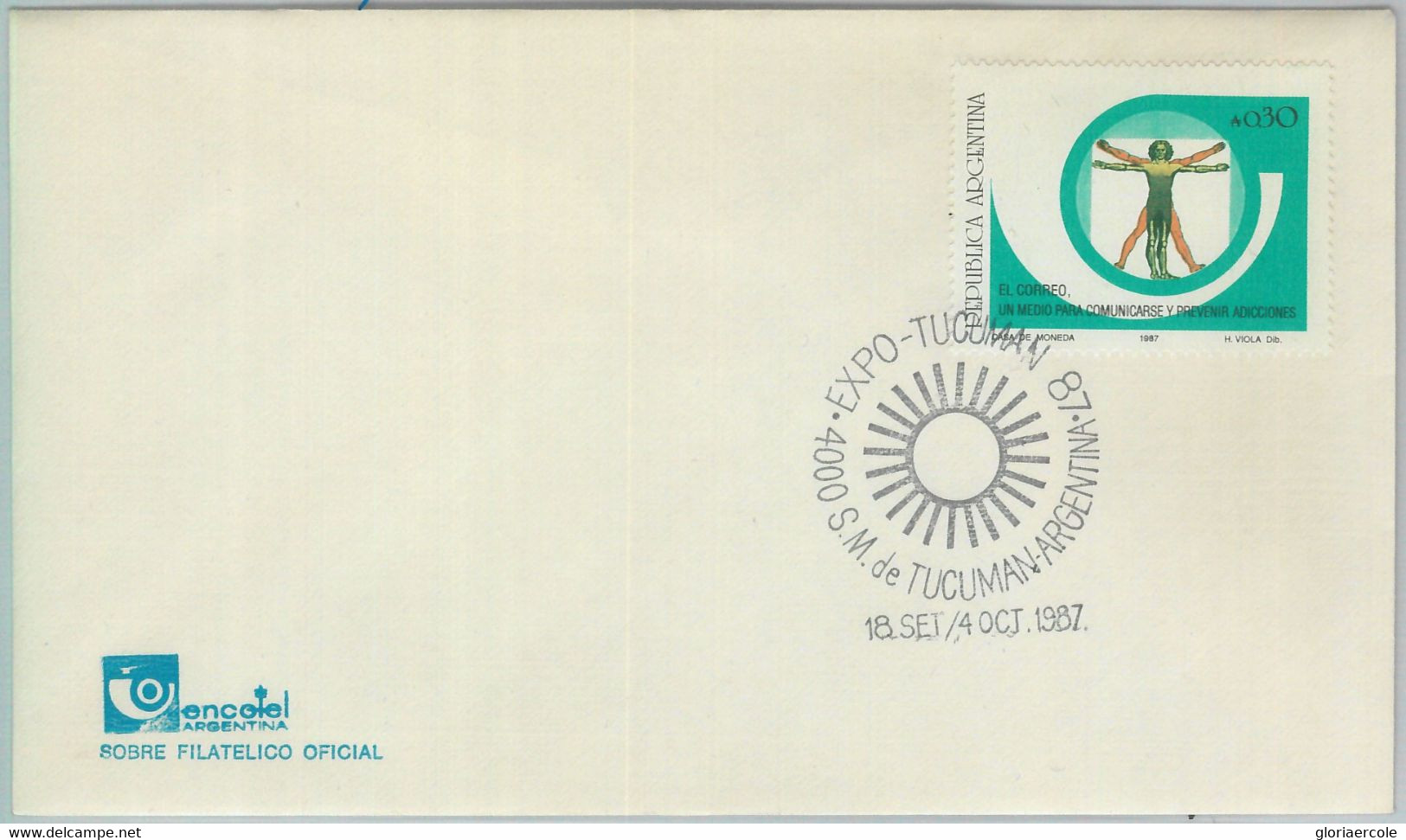 81412 - ARGENTINA - Postal History - EXPO Postmark On COVER - Michelangelo 1987 - Cartas & Documentos