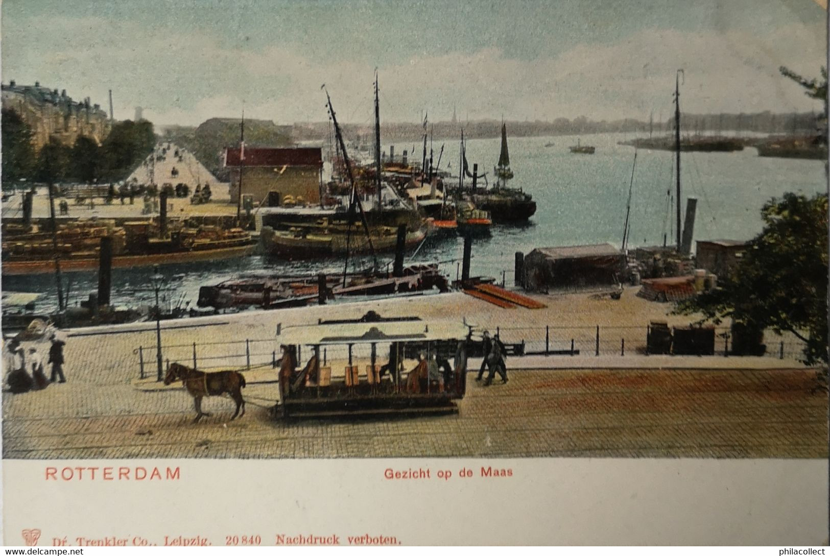 Rotterdam // Gezicht Op De Maas Met Vroege Paardentram Ca 1900 - Rotterdam